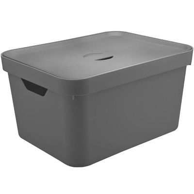 Kit 2 Caixas Organizadoras 32 Litros Tampa Cesto Brinquedos Chumbo