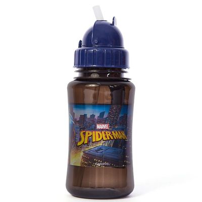 Garrafa Escolar 350ml Marvel Homem Aranha com Canudo Preta U / Preto