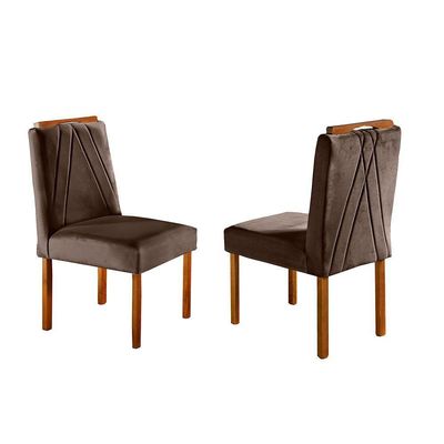 Conjunto Sala De Jantar Lisboa 4 Lugares Mesa E Cadeiras Moveis Mix Mel Com Off-white Marrom Burguês