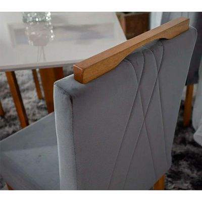 Mesa de Jantar Lisy com 4 Cadeiras Safira Móveis Mundial Mel/Cinza