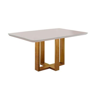 Mesa de Jantar Lisy com 4 Cadeiras Safira Móveis Mundial Mel/Cinza