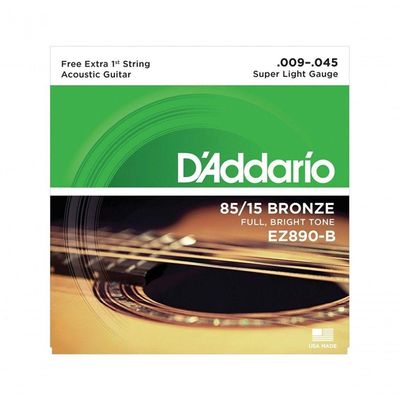 Encordoamento De Aço Para Violão Ez890-b 6 Cordas Super Light - Corda Mi Extra