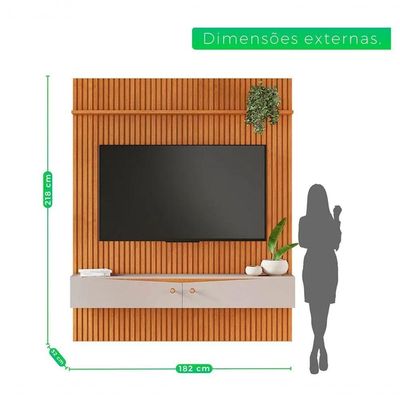 Painel Riso Ripado 2,18x1,82cm Com Nicho Jcm Cinamomo/off