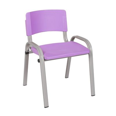 Kit 9 Cadeira Iso Infantil Creche, Escola Base Cinza Lilas