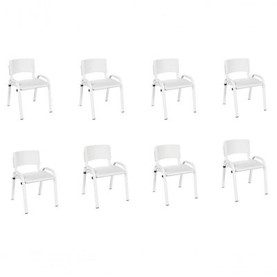 Kit 8 Cadeira Iso Infantil Creche, Escola Base Branco Branco