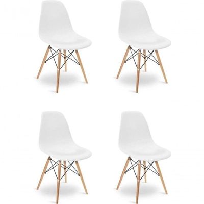 Kit Mesa Jantar Eames Eiffel 80cm + 4 Cadeiras Eames Eiffel - Branca