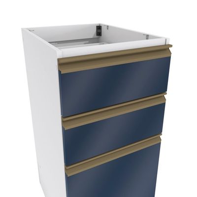 Balcão 3 Gavetas Kappesberg Celeste 100% Mdf Branco-azul Profundo 40cm