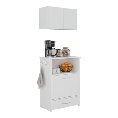 Kit Armário De Cozinha Aéreo 62,5cm Com Balcão Multiuso Multimóveis Mp5063 Branco