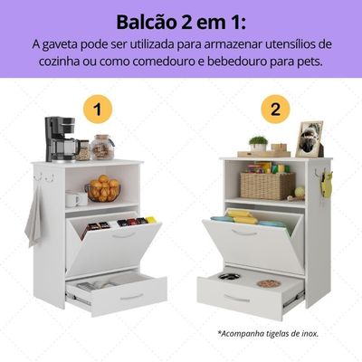 Kit Armário De Cozinha Aéreo 62,5cm Com Balcão Multiuso Multimóveis Mp5063 Branco