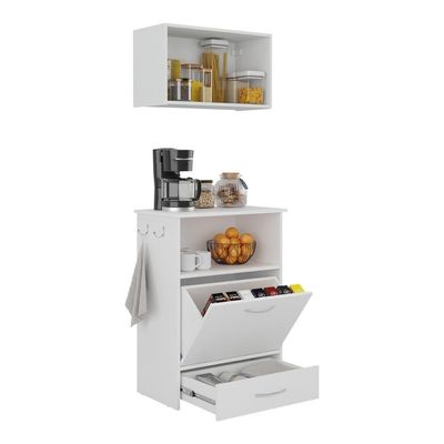 Kit Armário De Cozinha Aéreo 62,5cm Com Balcão Multiuso Multimóveis Mp5063 Branco