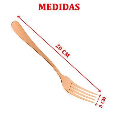 Conjunto Garfos 6 Peças Refeição Inox Rose Gold Luxo Rústico
