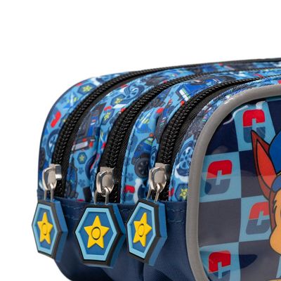 Estojo Escolar Masculino Médio Patrulha Canina Chase Azul U / Azul