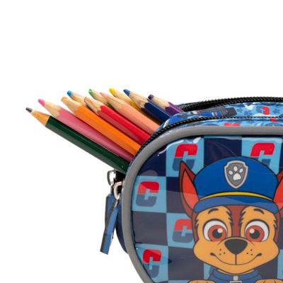Estojo Escolar Masculino Médio Patrulha Canina Chase Azul U / Azul