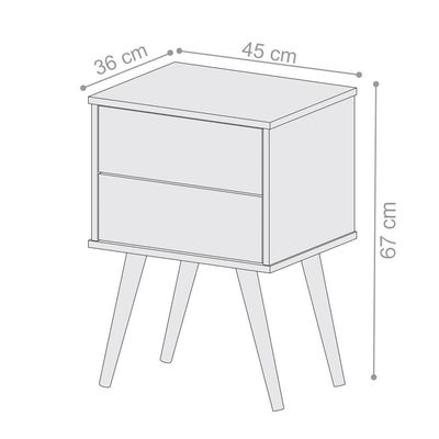Mesa De Cabeceira 2 Gavetas Geraldine Branco
