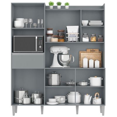Kit De Cozinha Compacta 160cm Isabel Com 5 Portas Cinza