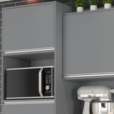 Kit De Cozinha Compacta 160cm Isabel Com 5 Portas Cinza