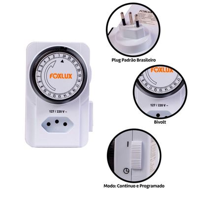 Timer Temporizador Programador Analógico Bivolt Foxlux