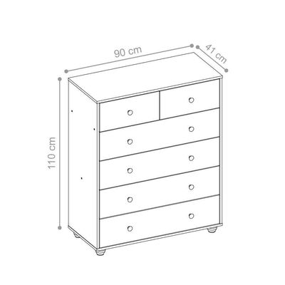 Cômoda Retrô Itally Branco 6 Gavetas