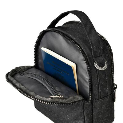 Bolsa Transversal Feminina Pequena Crinkle Glitter Preta