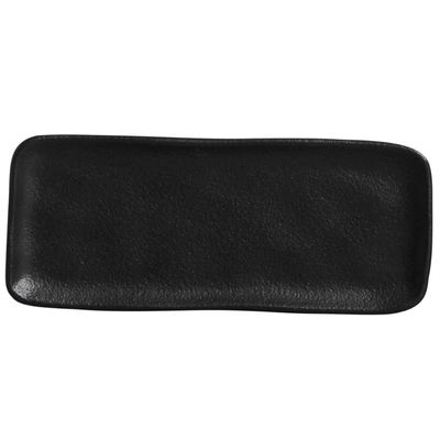 Jogo 6 Travessas Sushi 22x9cm Orgânico Preto Matte Cerâmica Porto Brasil