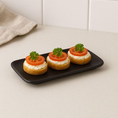 Jogo 6 Travessas Sushi 22x9cm Orgânico Preto Matte Cerâmica Porto Brasil