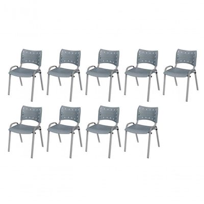Cadeira Iso Base Cinza, Igreja, Escola, Escritório -cinza Kit 9 Peças