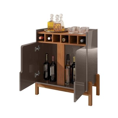 Bar Com Adega Madrid Cinza Perola Cedro