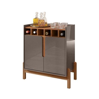 Bar Com Adega Madrid Cinza Perola Cedro