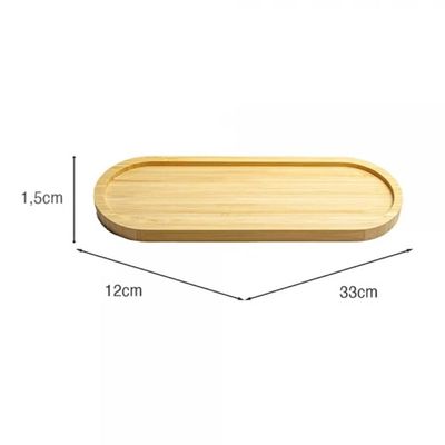 Travessa de Bambu 33x12cm Petisqueira Bandeja Oval Multiuso UZ para Servir Decorar