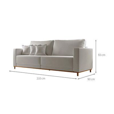 Sofá 3 Lugares Riviera Linho Cinza 210 cm