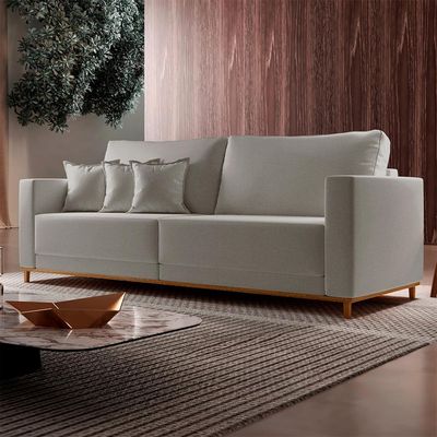 Sofá 3 Lugares Riviera Linho Cinza 210 cm