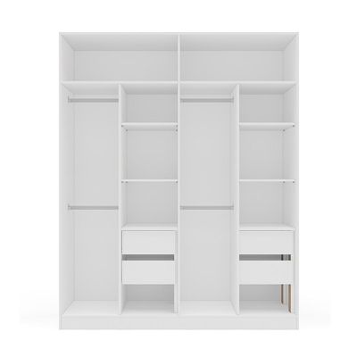 Guarda-Roupa Casal com Espelho Porto 4 Portas 4 Gavetas Branco e Creme