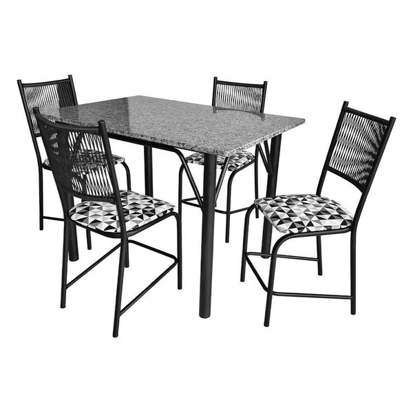 Mesa de Jantar Retangular Famais Noruega com 4 Cadeiras Preto