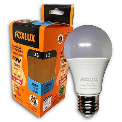 Kit 2 Lampada Led Bulbo A60 10w 12v 6500k Foxlux