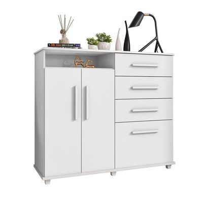 Cômoda Com 4 Gavetas 2 Portas Nugel Branco