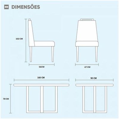 Conjunto Sala De Jantar 6 Lugares 6 Cadeiras Mel Off White