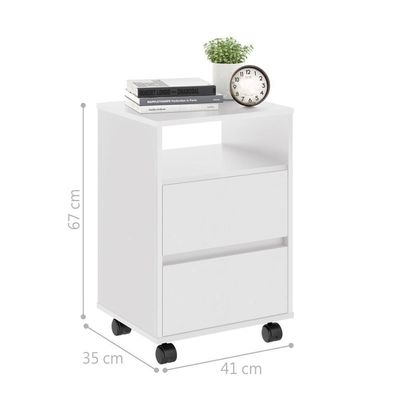 Mesa De Cabeceira Com Rodízios Nadi Branco