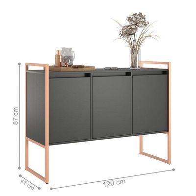 Buffet 3 Portas Rouxe Preto Cobre