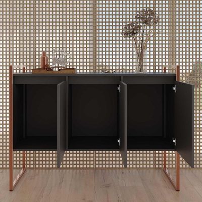 Buffet 3 Portas Rouxe Preto Cobre
