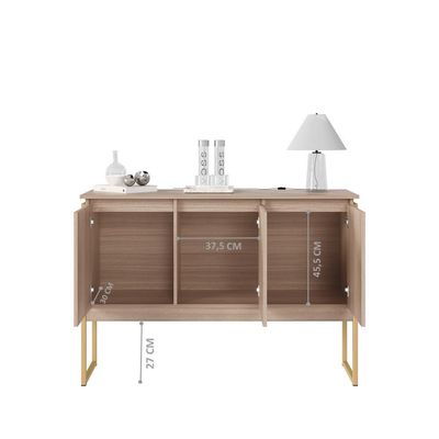 Buffet Elegante Com 3 Portas Turim Montana Dourado