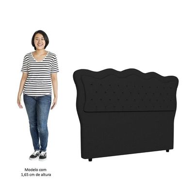 Cabeceira Casal Cama 140cm Oregon I02 Linho Preto - Mpozenato