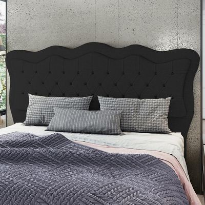 Cabeceira Casal Cama 140cm Oregon I02 Linho Preto - Mpozenato