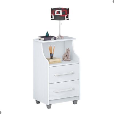 Mesa De Cabeceira 2 Gavetas Topázio Branco