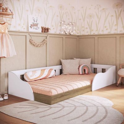 Cama Montessoriana Infantil Branca MDP Memphis Quarto Art In Móveis