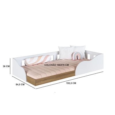 Cama Montessoriana Infantil Branca MDP Memphis Quarto Art In Móveis