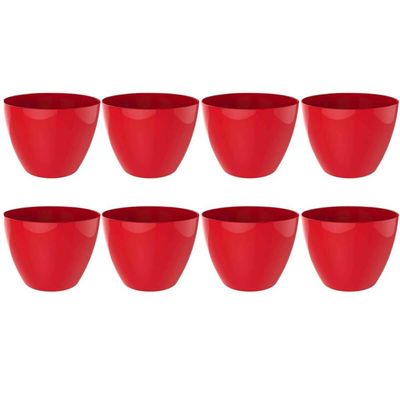Kit 8 Tigelas Redonda Grande 6,2L Vermelha Crippa Travessa Servir Salada Frutas Pratos Quentes
