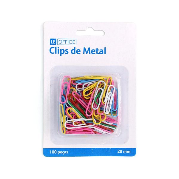 Clip Metálico Le Colorido 28mm com 100 Unidades