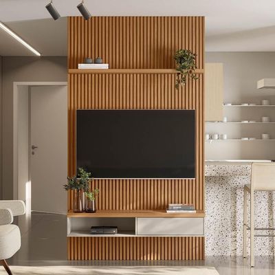 Painel Ripado Para 60 Pol. Com Bancada 141cm Plus L06 Nature-off White - Mpozenato