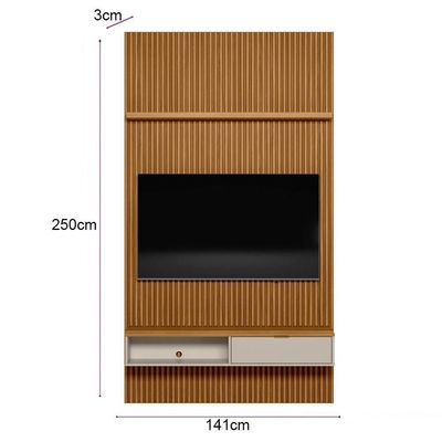 Painel Ripado Para 60 Pol. Com Bancada 141cm Plus L06 Nature-off White - Mpozenato