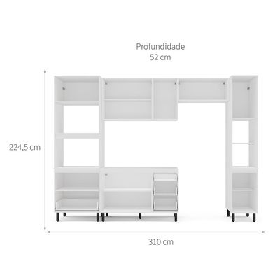 Cozinha Compacta Sem Tampo com Paneleiro Amara 10 Portas 4 Gavetas Branca